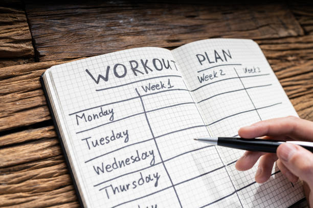 Daily micro-workout schedule on a planner